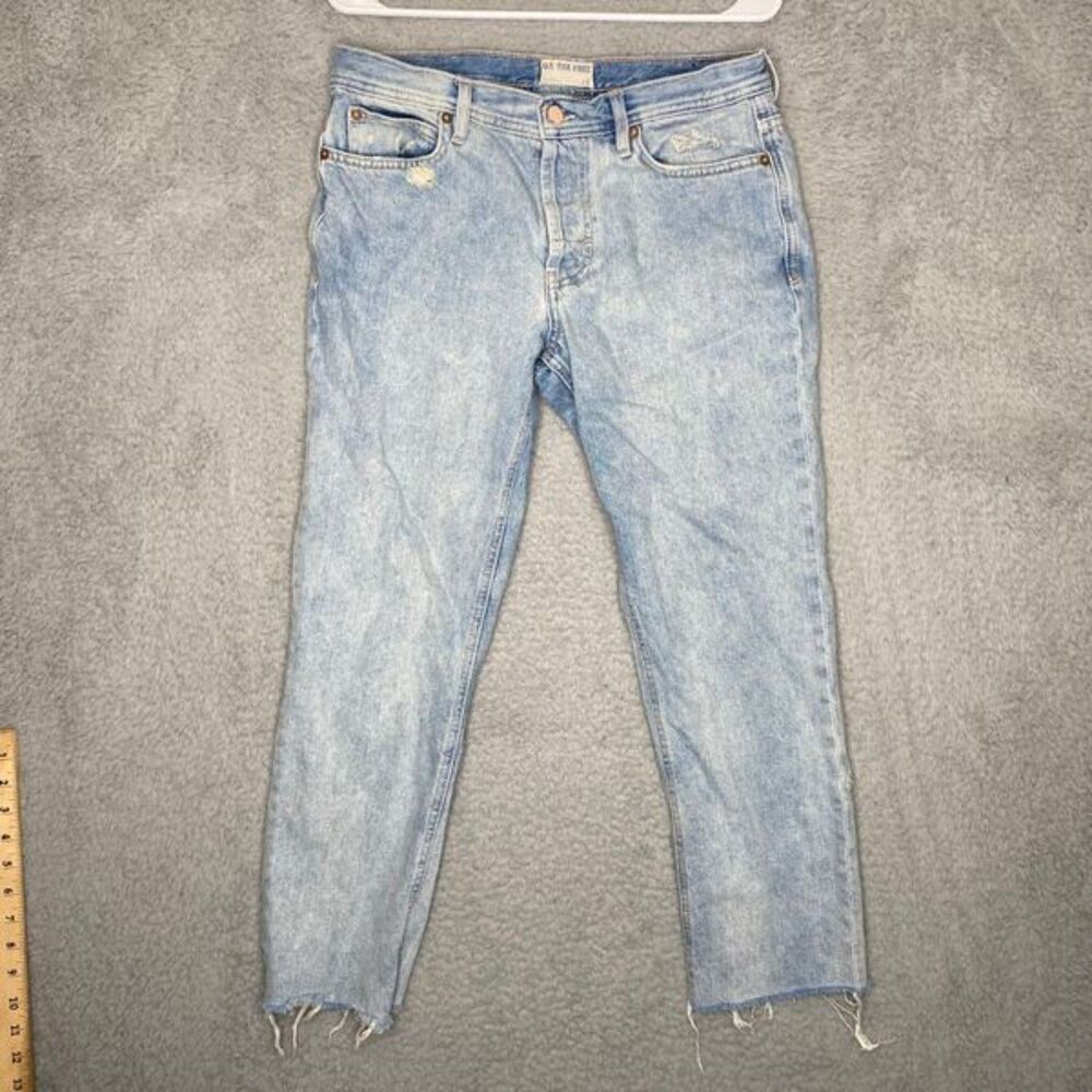 Free people we the free light wash button fly jeans cropped mid rise boho 28